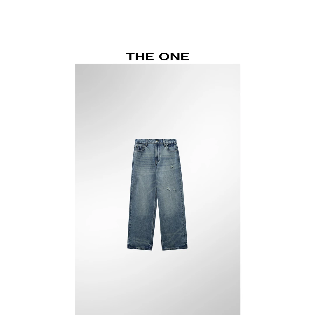 【AZE JIA】破洞牛仔裤 新款慵懒宽松风设计长裤 QX40706K1