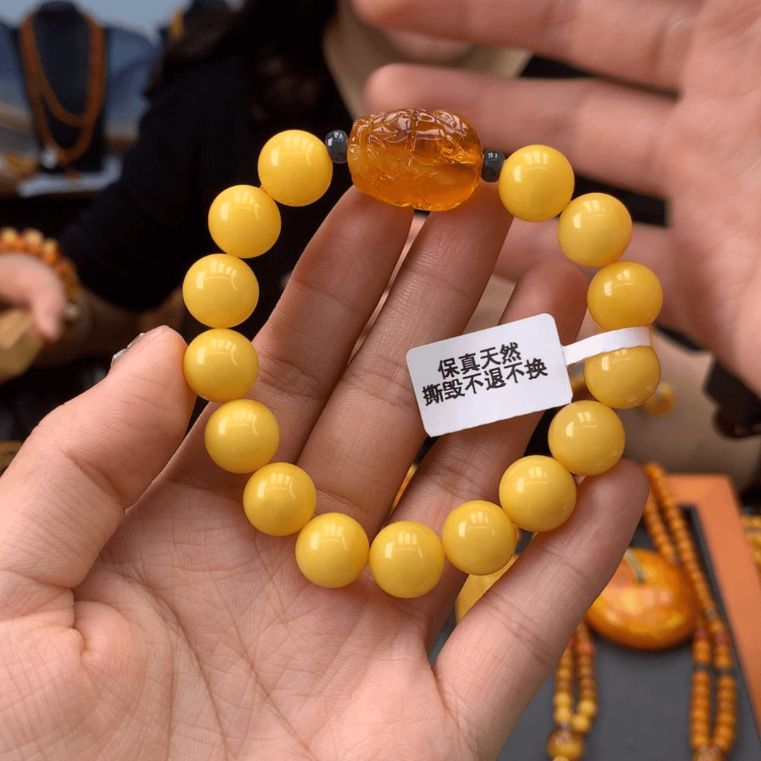 蜜蜡手串未镶嵌天然