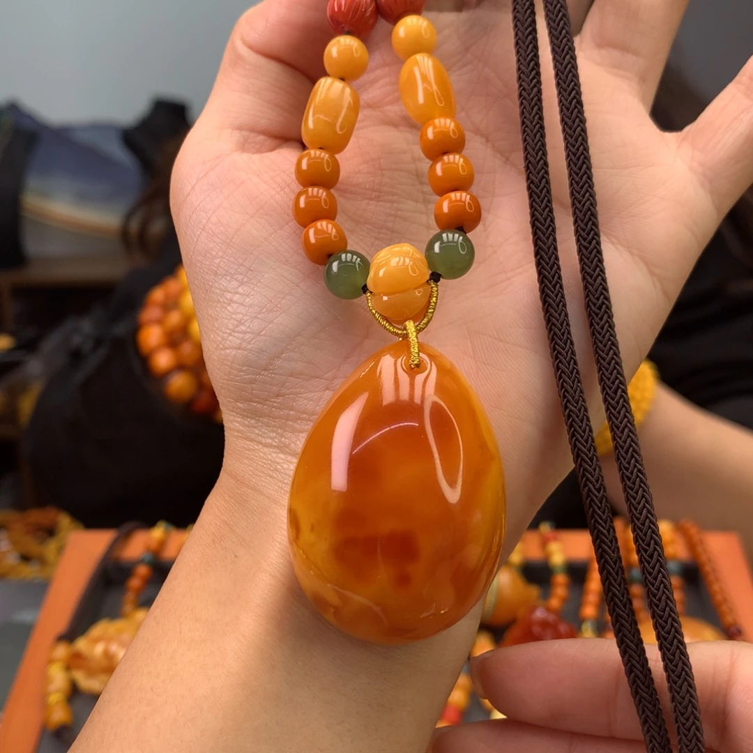 蜜蜡颈饰未镶嵌水滴