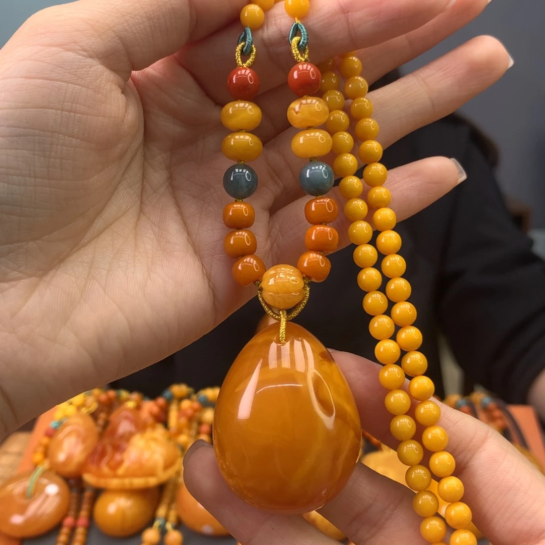 蜜蜡颈饰未镶嵌水滴