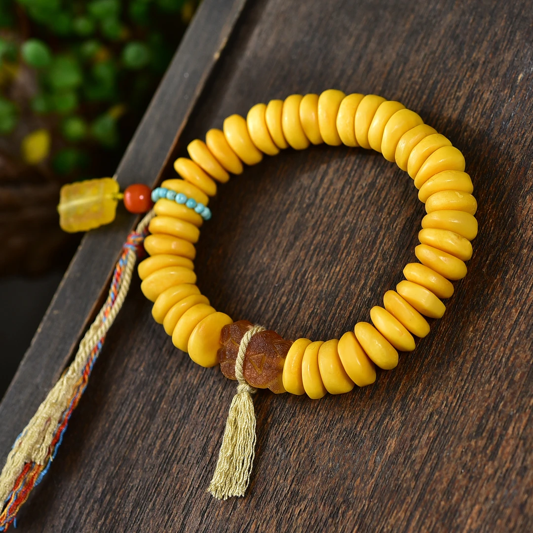 【亿琳珠宝】天然原矿老蜜饼子DIY手串蜜蜡手串  多样性发