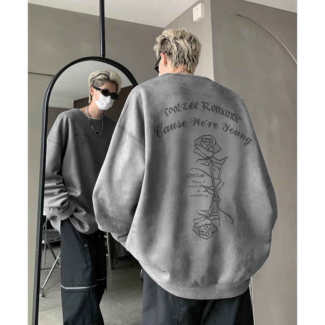 秋季圆领情侣卫衣休闲宽松男女同款套头长袖卫衣外套潮