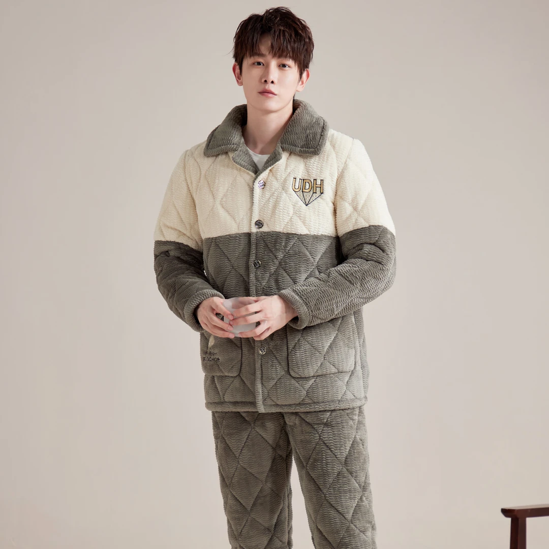 高档男士P-3223三层夹棉加厚可外穿家居服