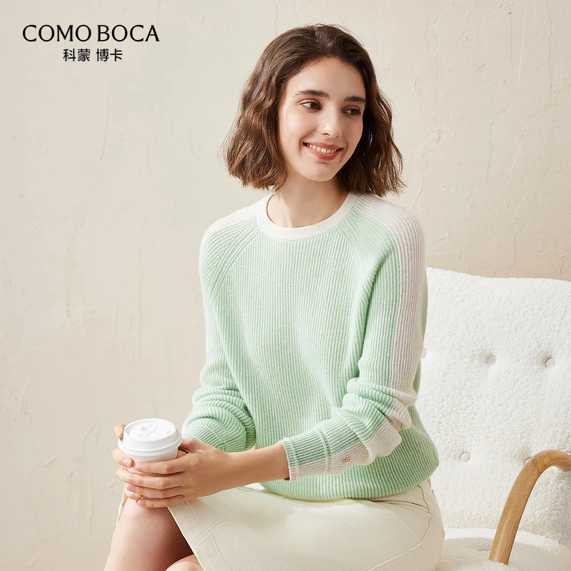COMOBOCA/科蒙·博卡长袖针织时尚女士宽松圆领秋冬羊绒衫KSS1890