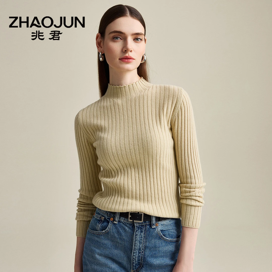zhaojun/兆君秋冬时尚通勤半高领百搭长袖女式保暖羊毛衫ZSS7502