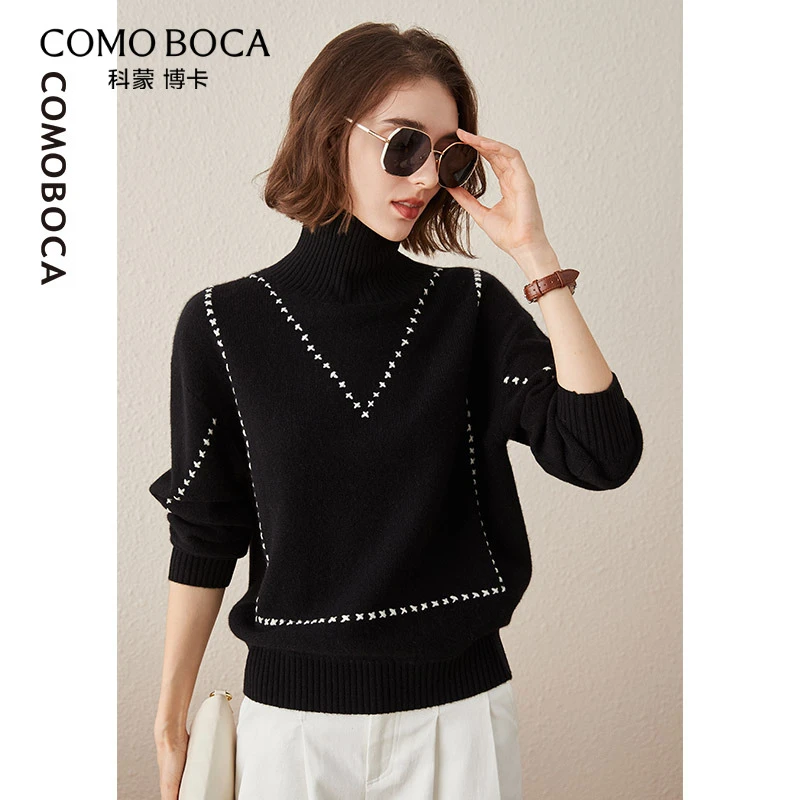 COMOBOCA/科蒙·博卡洋气时尚高领打底宽松毛衣加厚羊绒衫KSQ1264