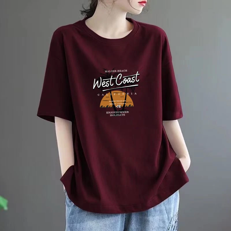 妈妈装夏天新款纯棉短袖T恤女时尚韩版宽松显瘦百搭体恤ins上衣女