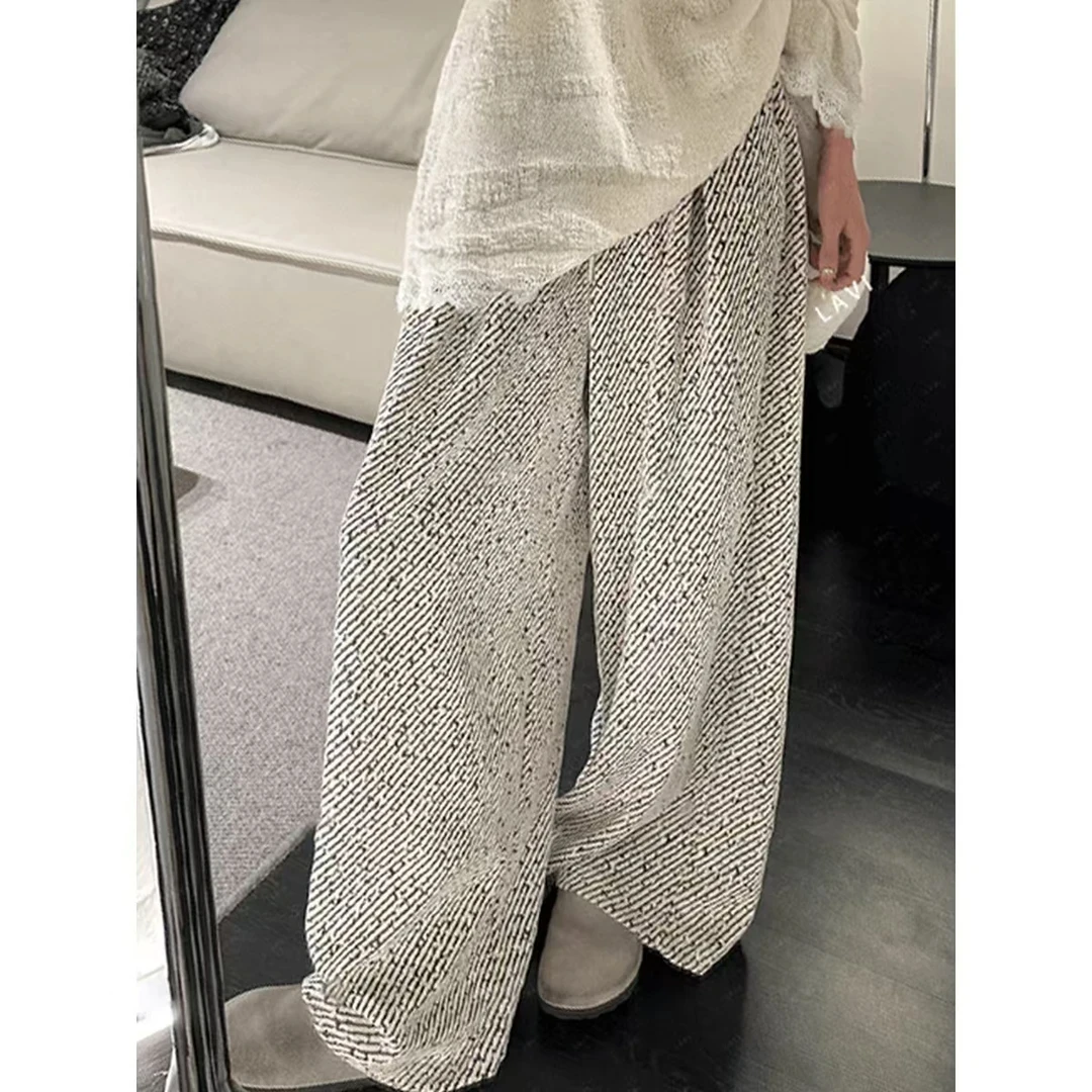 韩国东大门2024秋冬新款加厚慵懒宽松设计感拖地直筒裤加绒K