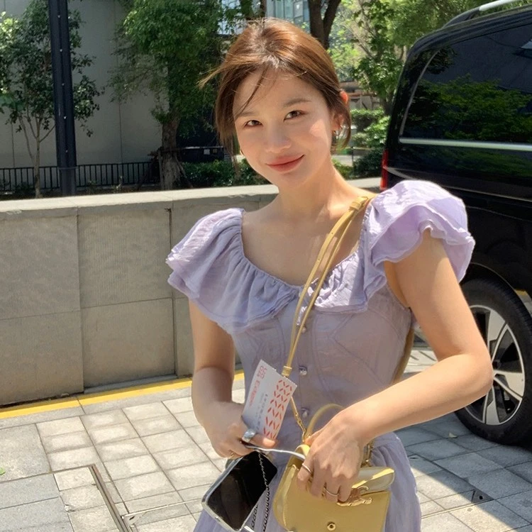 【活动】WXLSTUDIO  灵感缪斯_气质衬衫上衣女夏季短袖荷叶边连衣裙