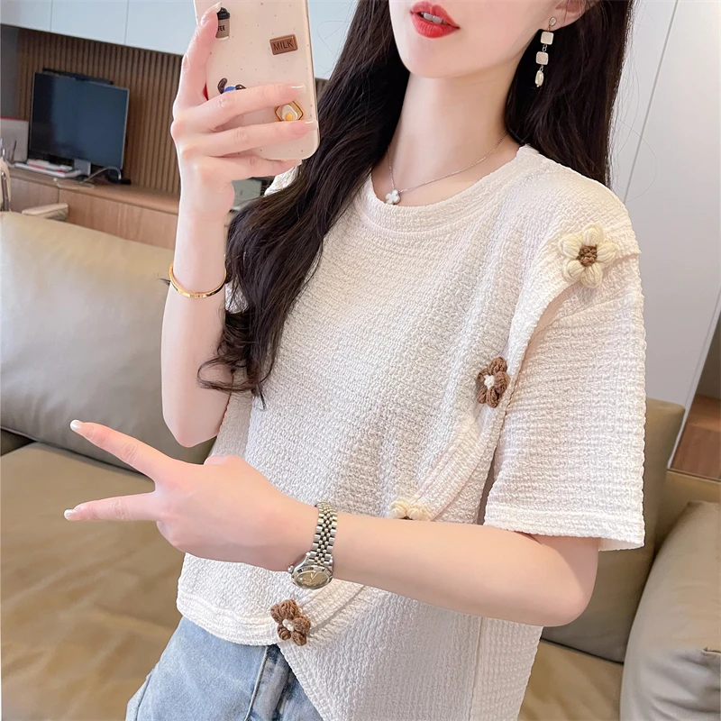 2025夏季新款不规则短款女装短袖T恤小众设计感小个子上衣打底衫