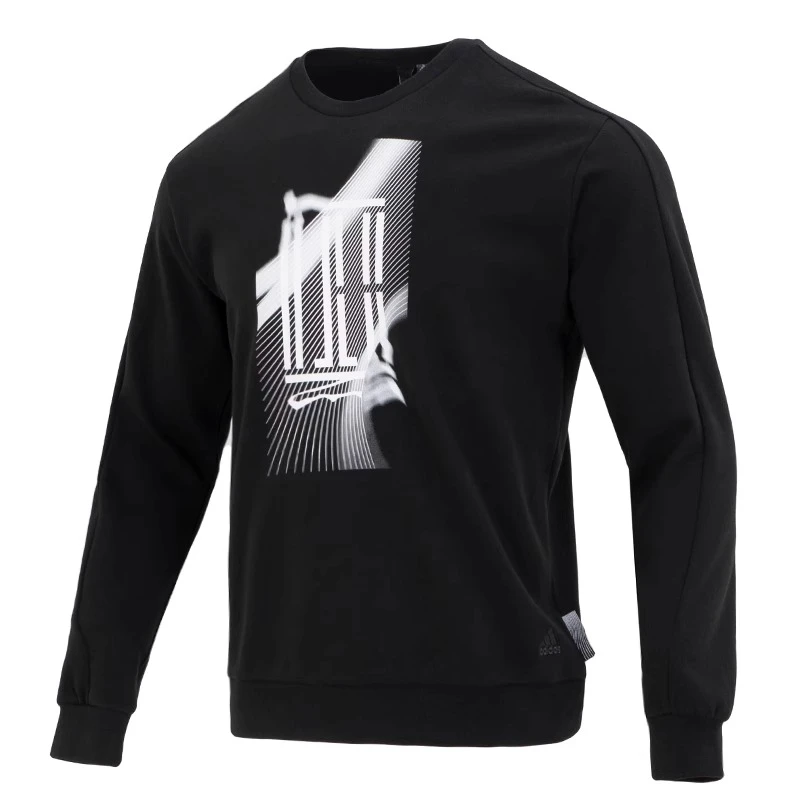 阿迪达斯黑色卫衣男新款武极运动服圆领套头衫IA8183