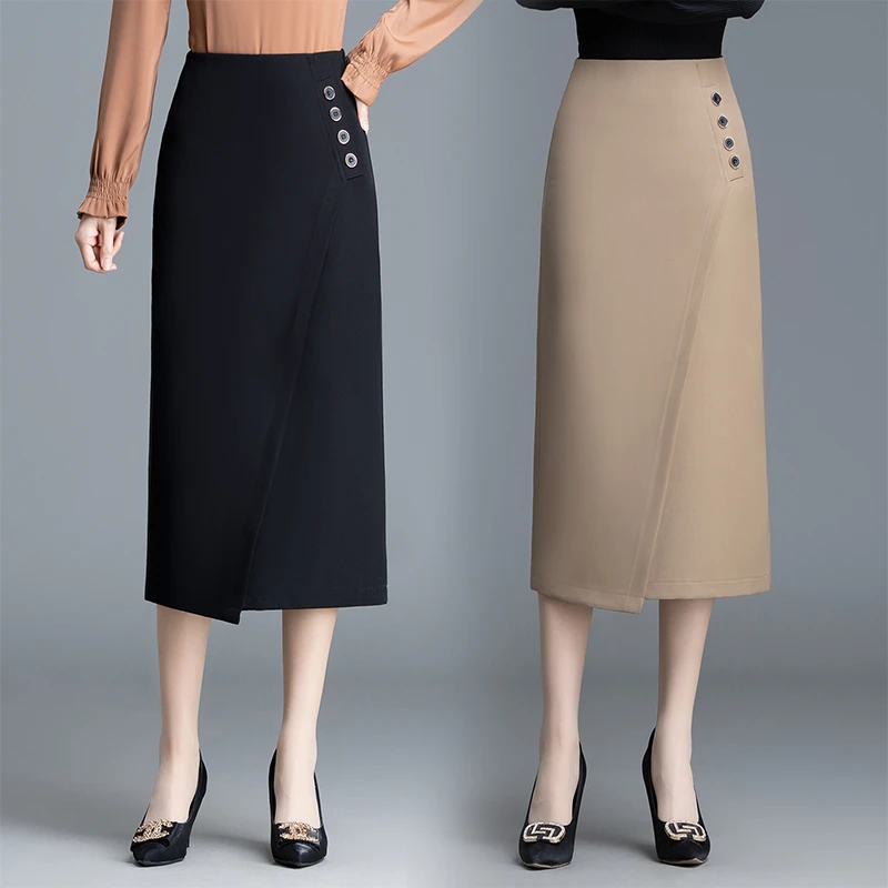 高腰秋季显瘦包臀裙气质西装直筒女裙子春秋新款半裙中长一步裙