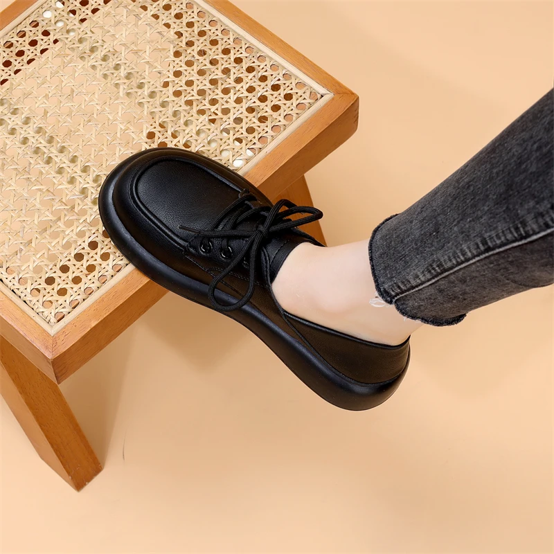 真皮小皮鞋女英伦风2025春秋新款休闲百搭软底舒适单鞋平底乐福鞋