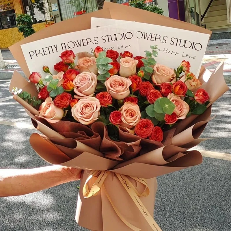 卡布奇诺玫瑰花束生日送真鲜花全国同城速递花店配送北京上海广州