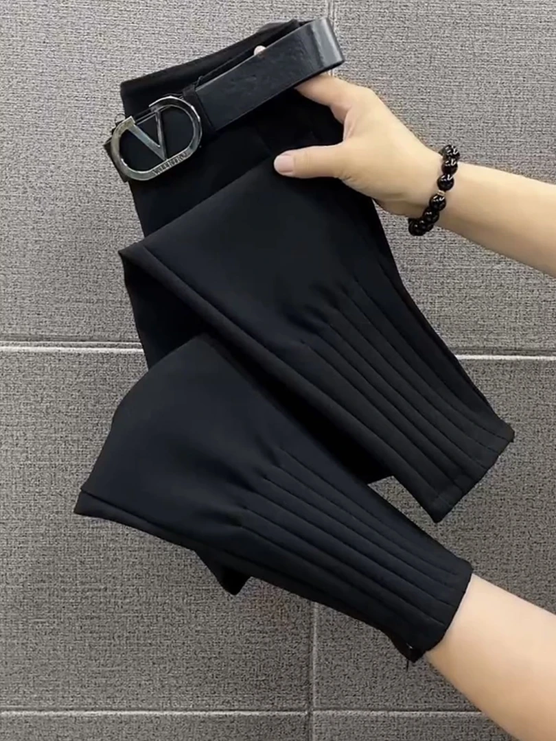 大码女装休闲裤子女2023年秋冬季新款直筒高腰显瘦哈伦阔腿老爹裤