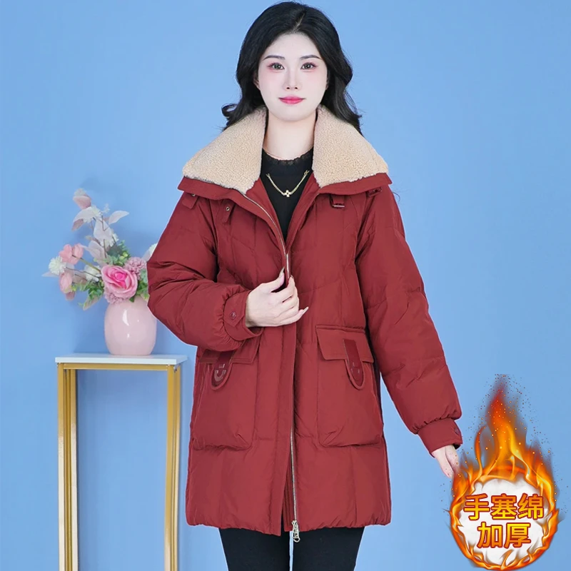 时尚洋气高级感百搭棉服女2025秋冬新款宽松保暖加厚显瘦减龄棉袄