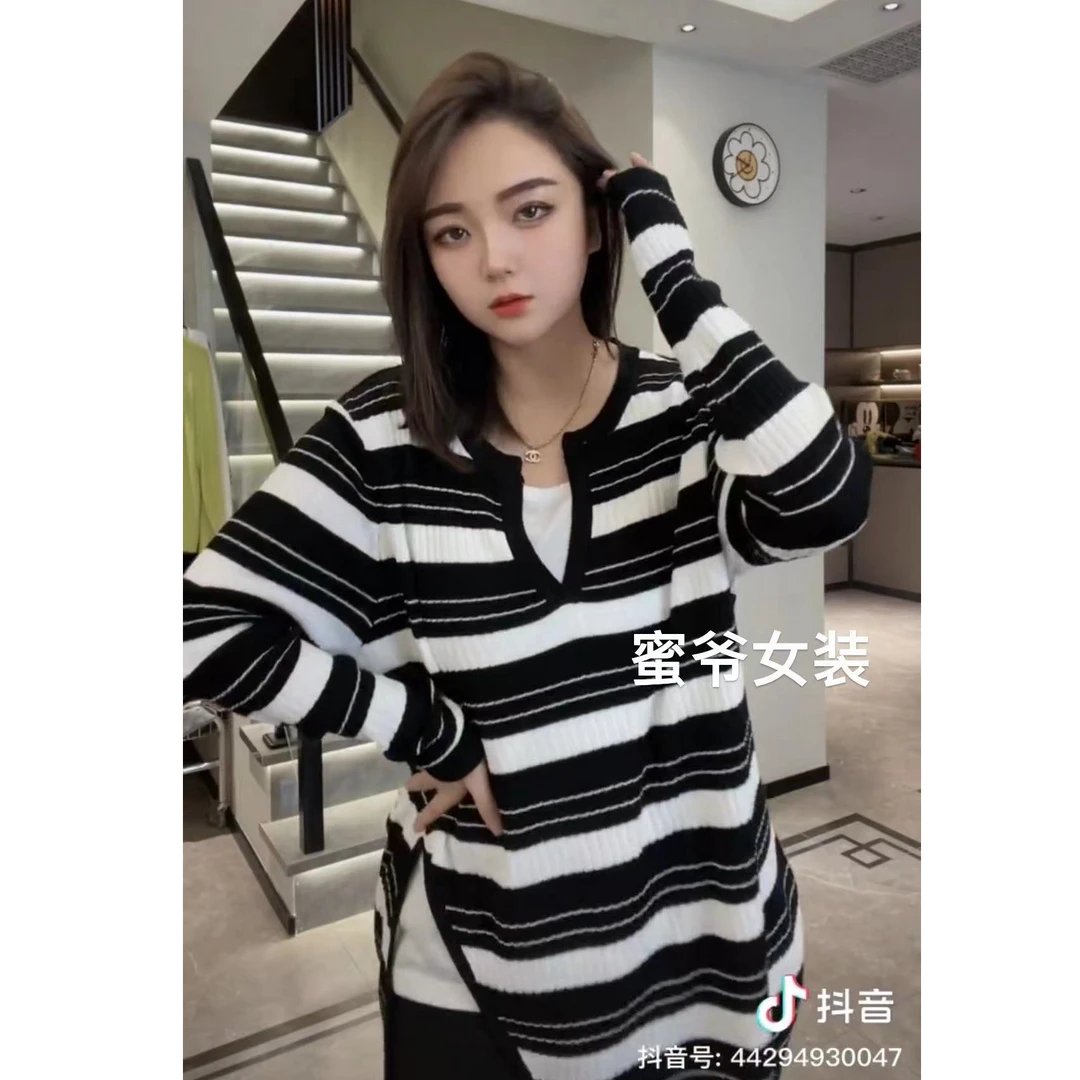 【蜜爷家】秋冬款韩版半开领假两件长袖上衣K613#