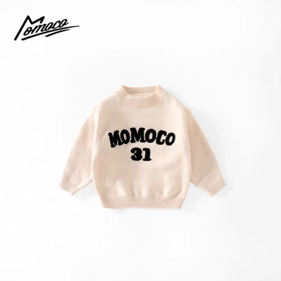 MOMOCO/2024新款男童圆领毛衣儿童秋冬洋气套头针织衫75430230032