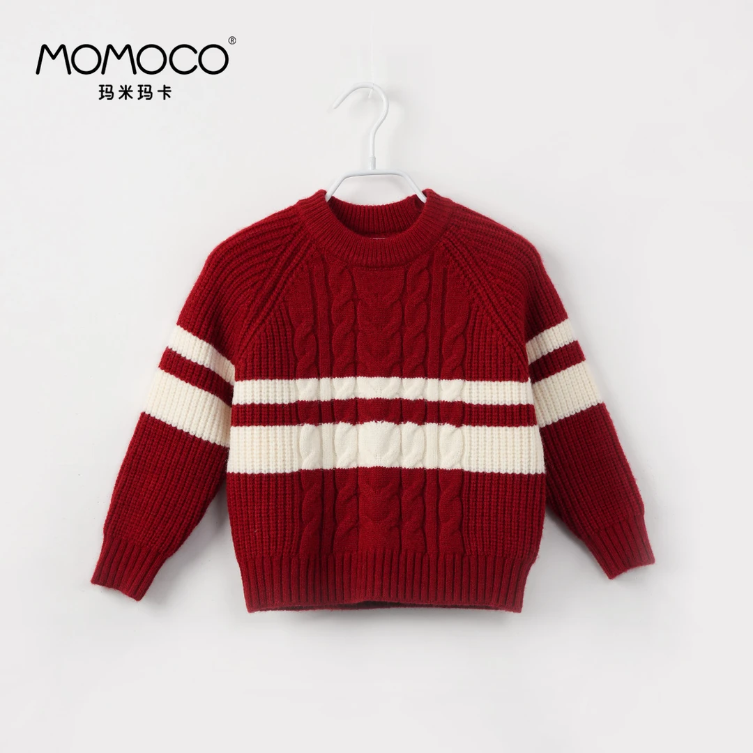 MOMOCO秋冬季儿童韩版休闲条纹毛衣75430230018