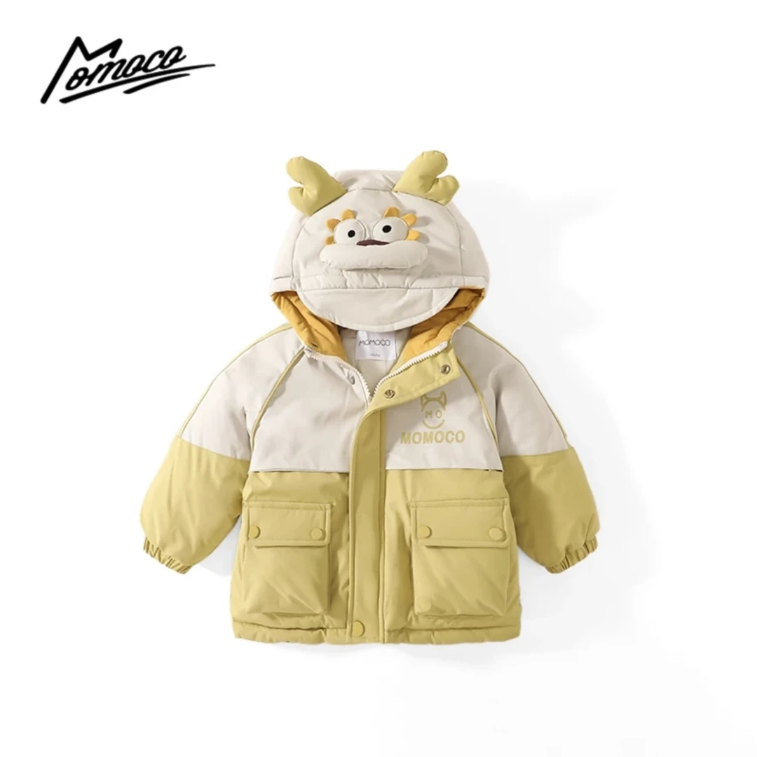 MOMOCO男童冬季卡通撞色小角龙连帽加棉外套75430107028