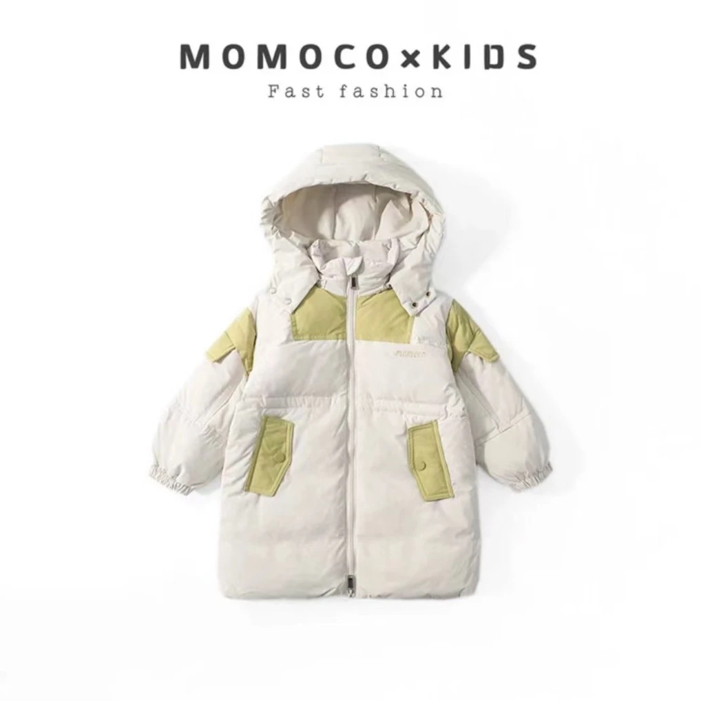 MOMOCO拼接撞色连帽羽绒服连帽冬季外套洋气中大童79410102015