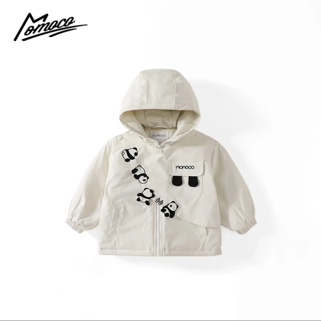 MOMOCO男童冬季时尚三防面料熊猫连帽外套75430101047