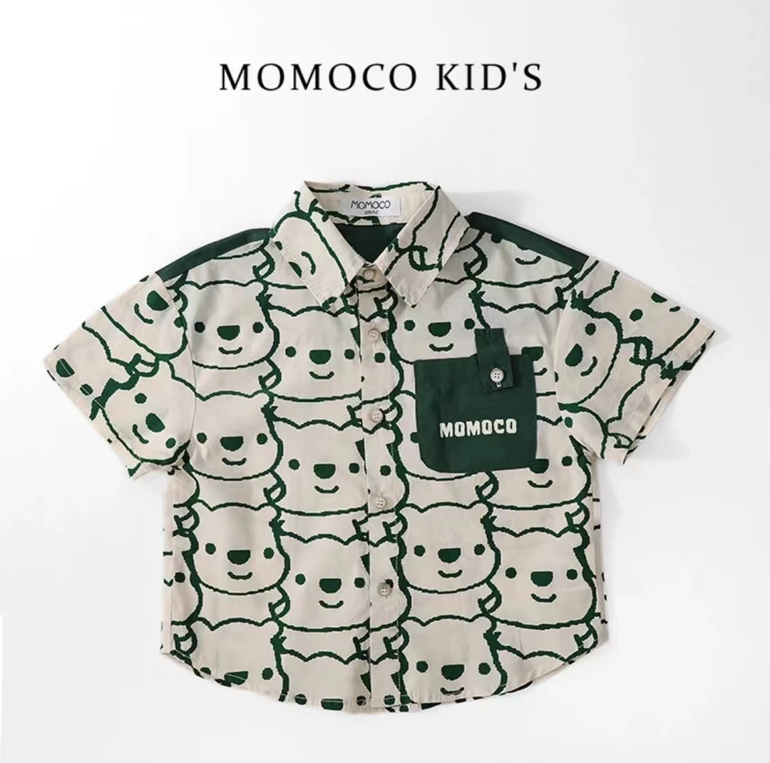 MOMOCO儿童夏季新款时尚百搭洋气小熊韩版衬衫75630234001