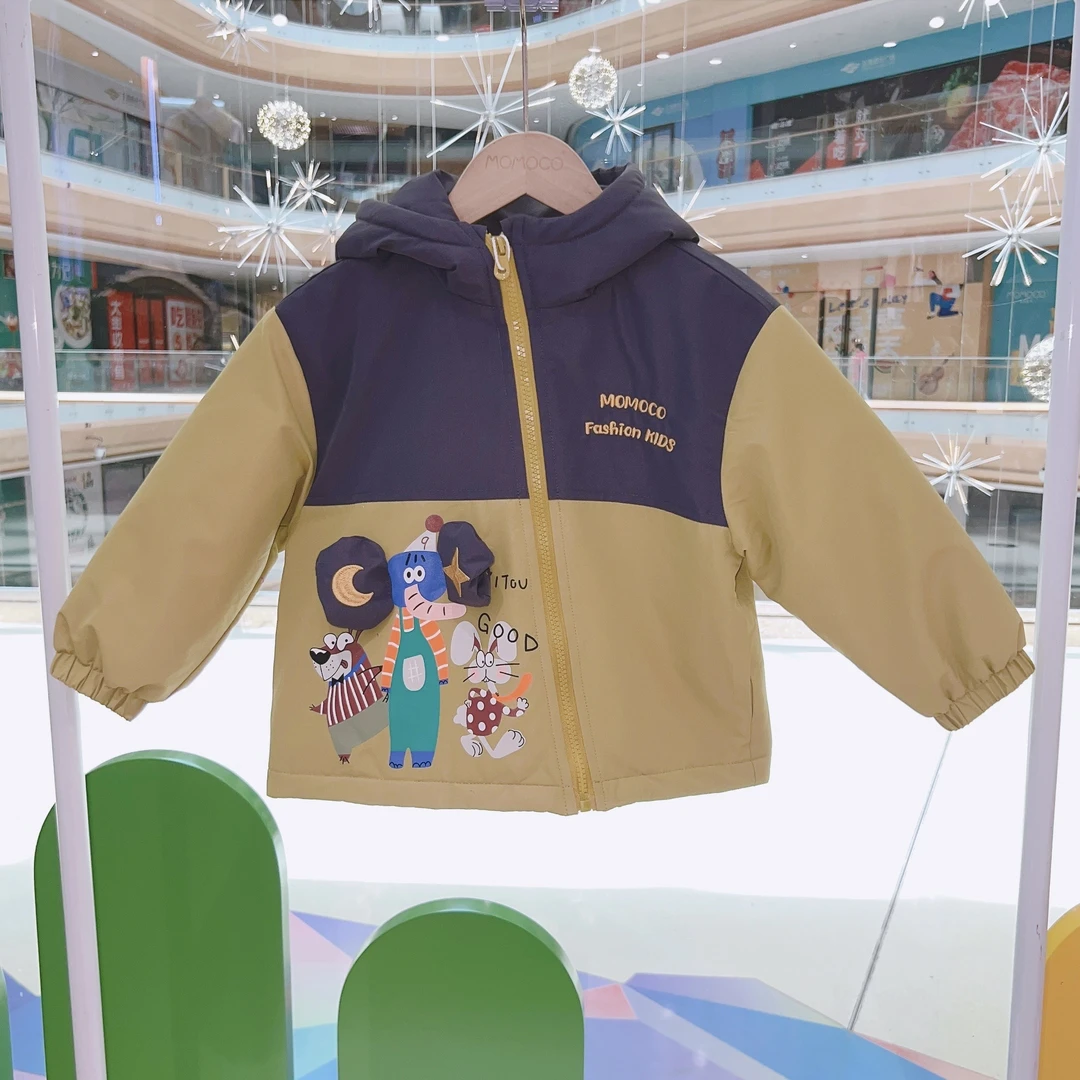 MOMOCO男童时尚卡通小象绗棉连帽外套75480125007