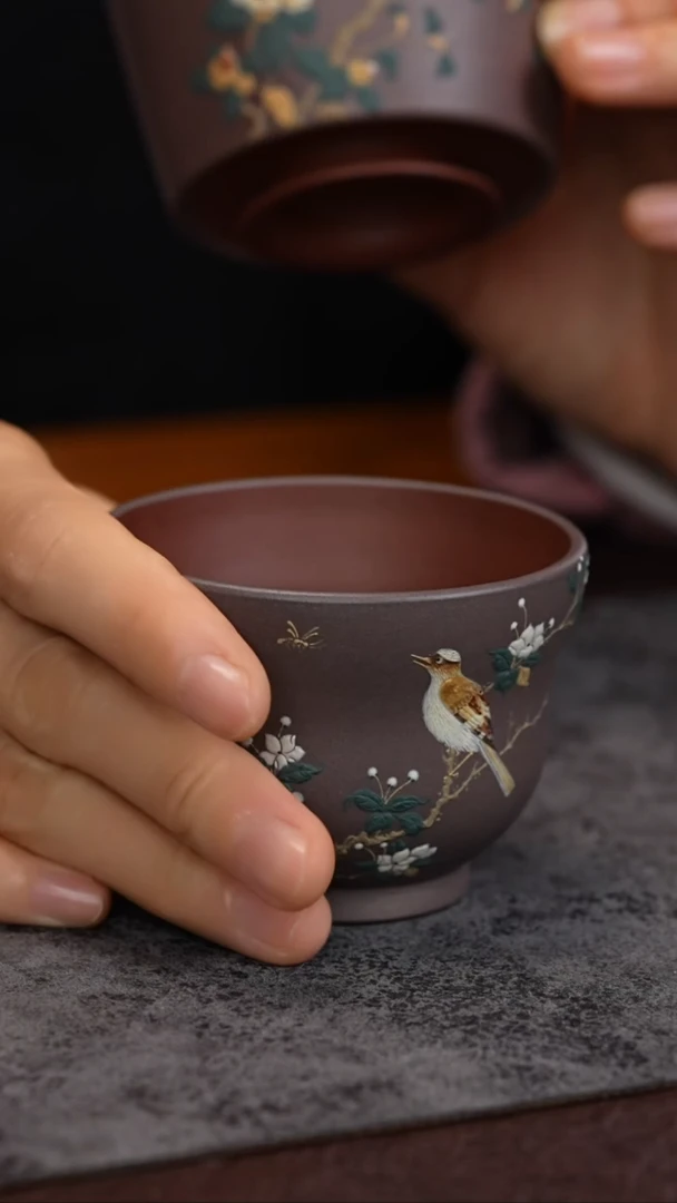 【闪购商品】紫砂茶杯泥绘汪小文 葫芦杯