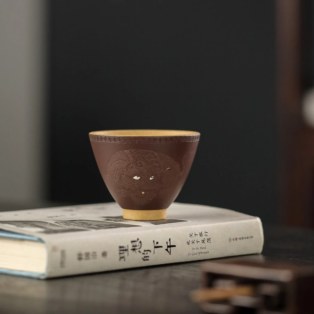 静心杯｜双色粉浆 小口杯 刻绘款 90cc斗笠杯主人杯复古