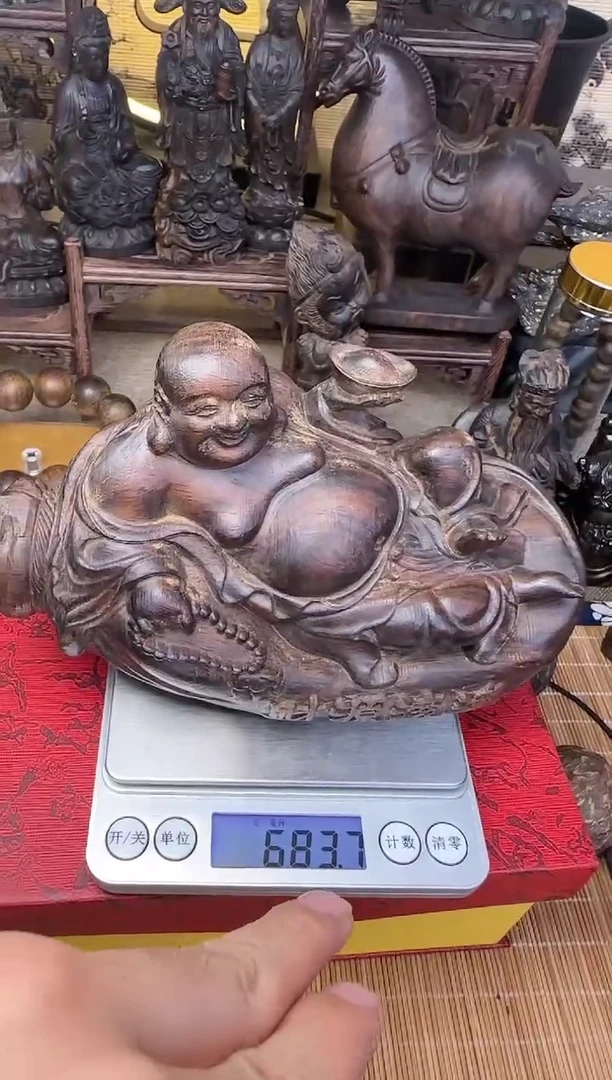 【闪购商品】香木财源弥勒摆件