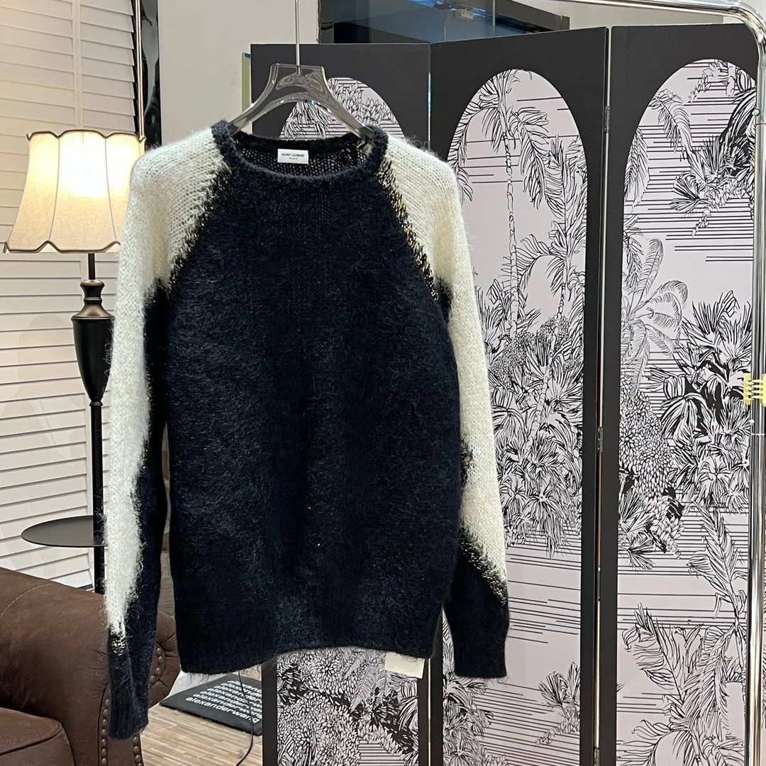 Saint Laurent paris 22fw爆款黑白金线毛衣/s码/全新/女16231