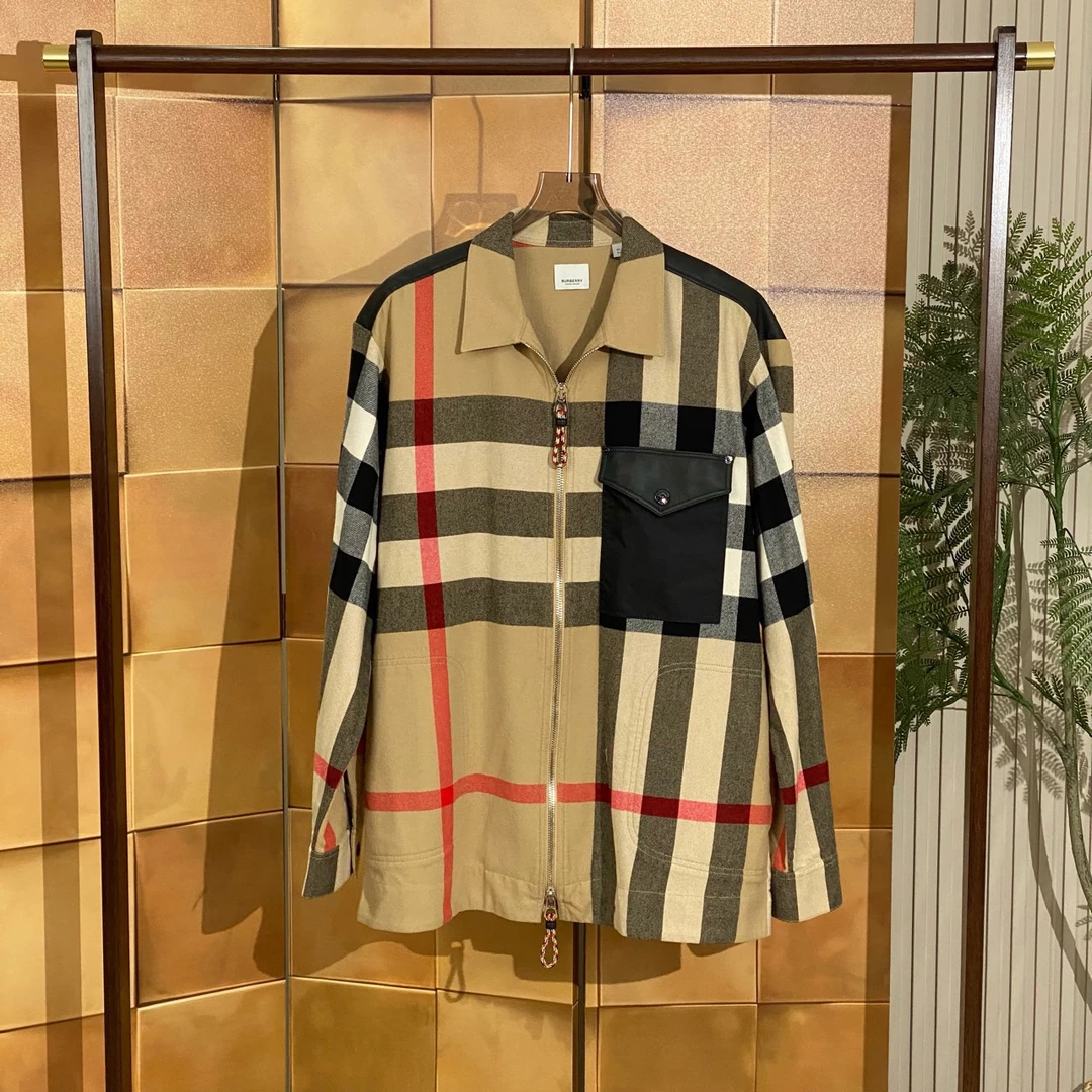 Burberry拼接格纹羊毛夹克外套/xl码/99新/42623