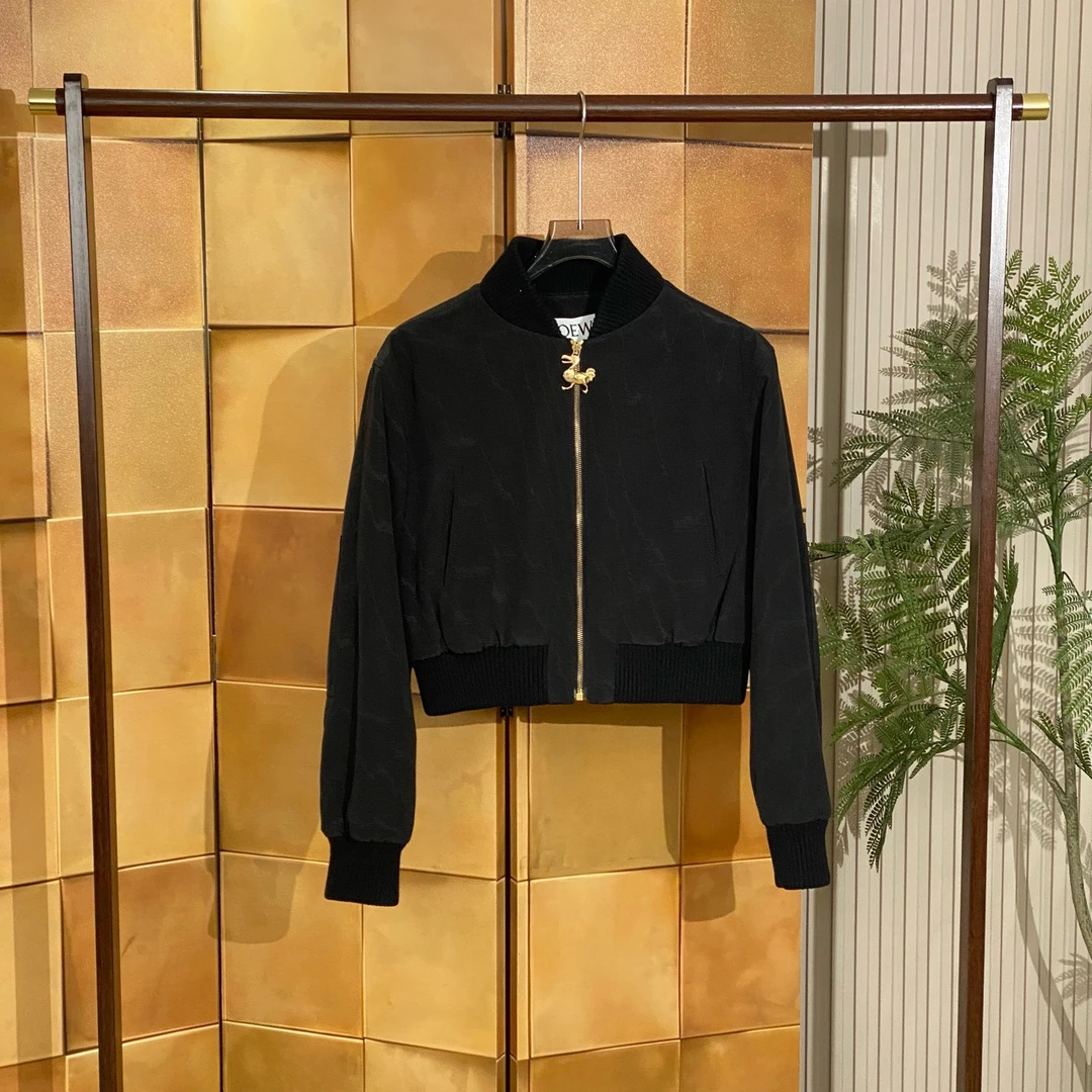 Loewe黑色水波纹徽标logo夹克外套/38码/99新/女41665