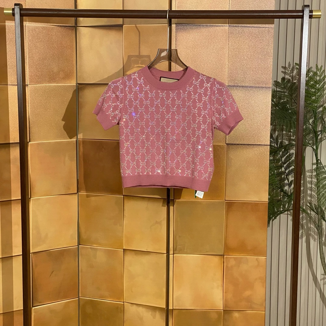 Gucci 23fw新款满钻羊毛短袖/xs码/全新原吊1.7w/女42456