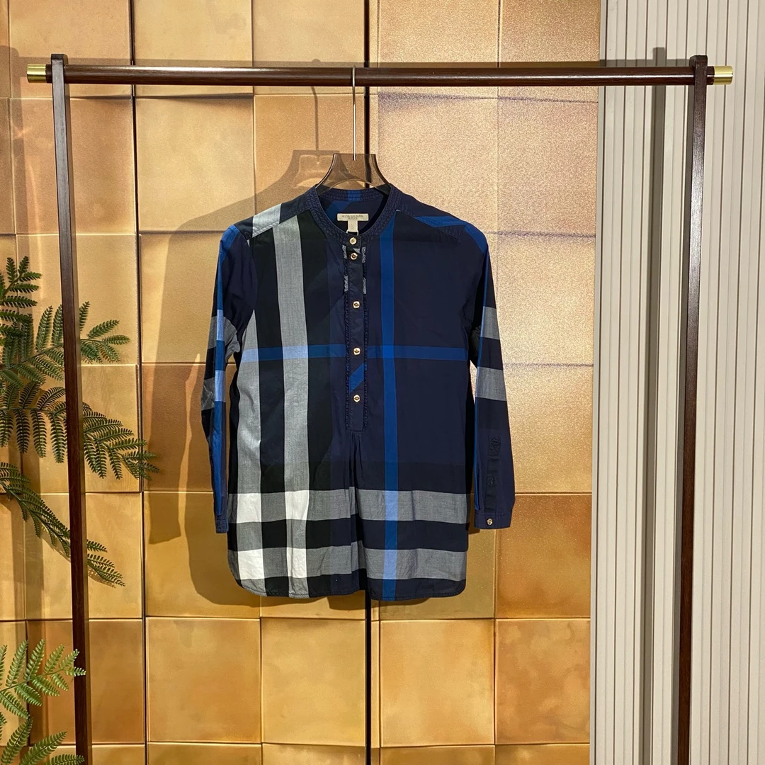 Burberry 藏蓝色格纹衬衫/38码/99新/25560