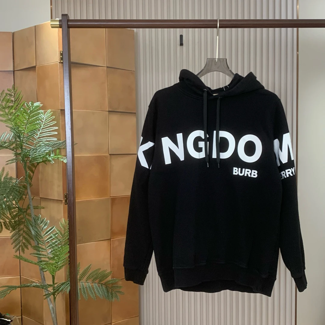 Burberry黑色弹幕标语logo帽衫/L码/99新/18987