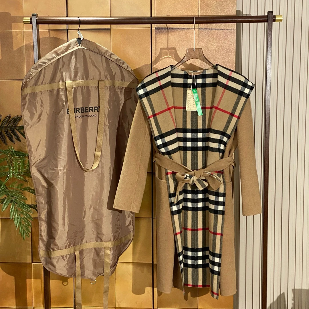 Burberry22年爆款棕色内里满印羊毛浴袍大/34码/99新稀有款/28588