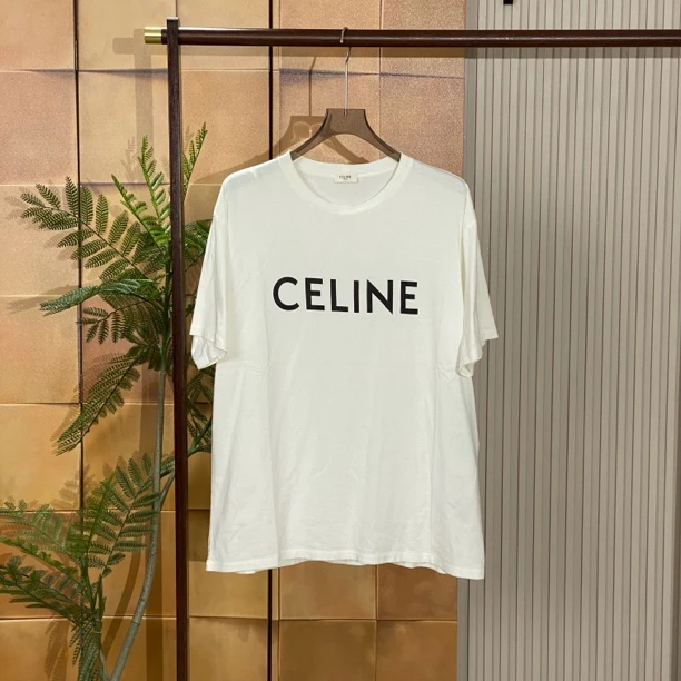 Celine白色字母logo印花短袖/L码/99新/23297