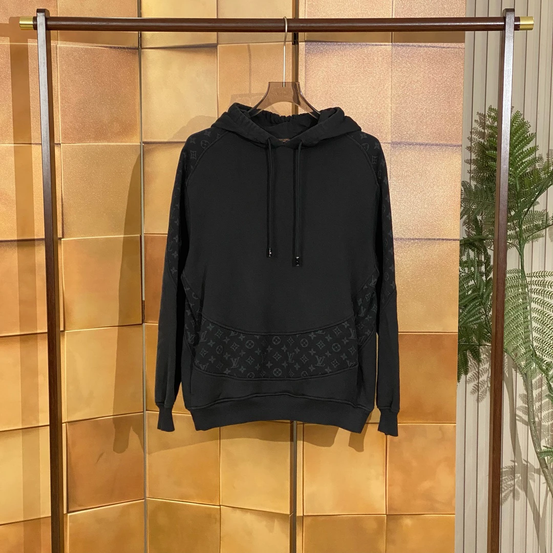 Louis Vuitton Lv爆款黑色圆周老花满印帽衫/L码/98新/42148