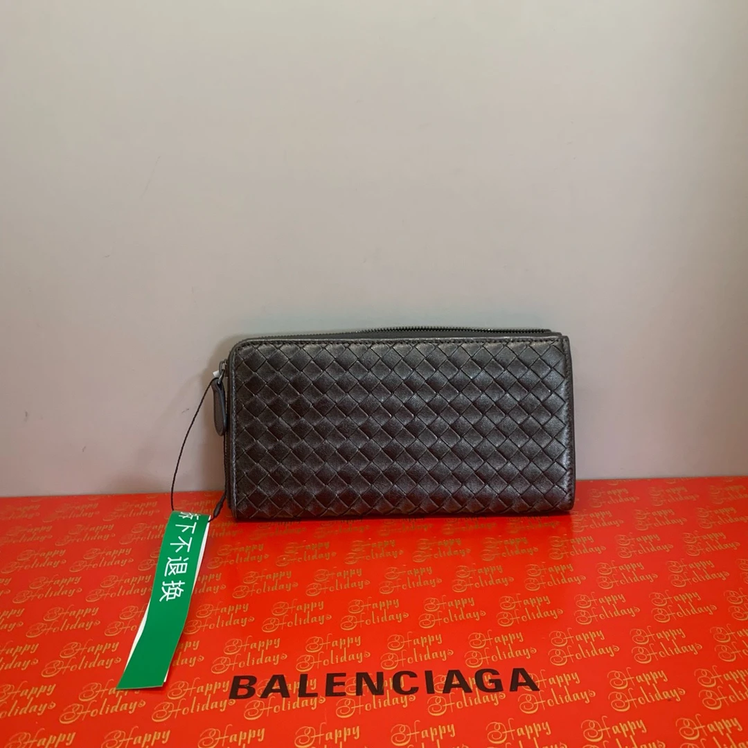 Bottega Veneta bv羊皮编织长款零钱卡包/99新/15304