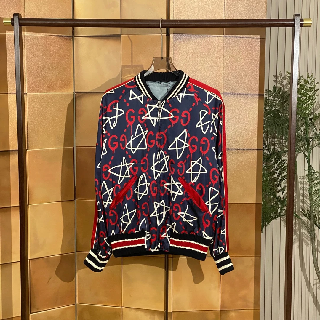 Gucci 老花五角星满印桑蚕丝棒球服外套/48码/99新/女42034
