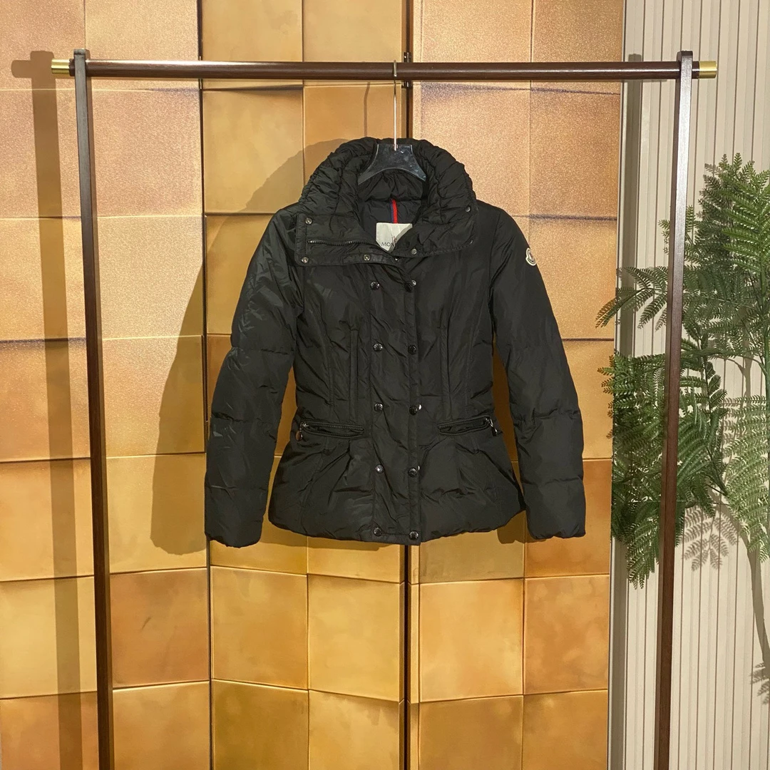 Moncler Phalene黑色徽标刺绣双排扣立领羽绒服/0码/99新/女24600