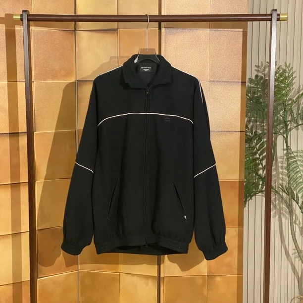 Balenciaga黑色摇粒绒刺绣回旋标夹克外套/44码/99新/14883