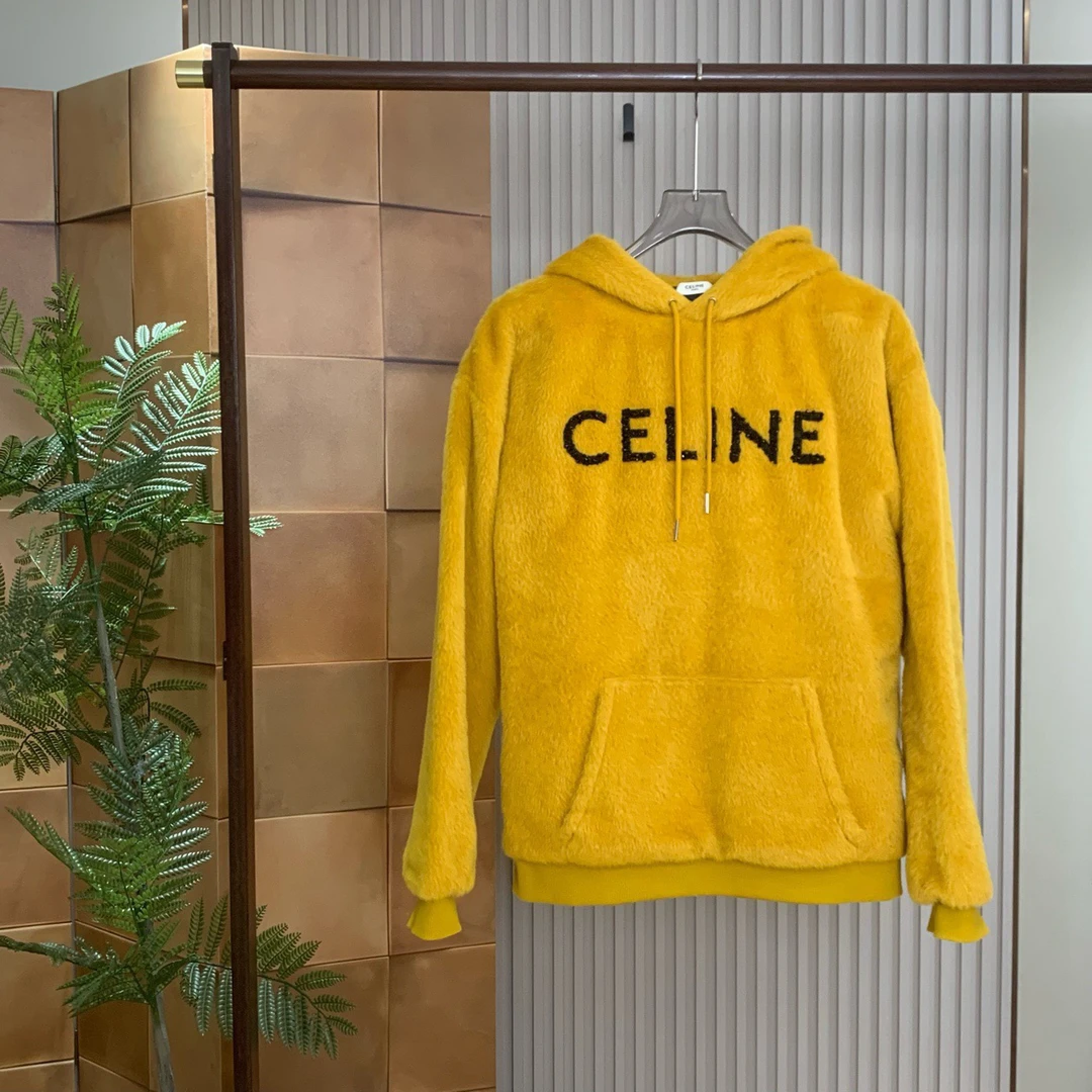 Celine 22fw新款logo羊驼毛帽衫/s码/全新原吊 公价1.6w/女15526