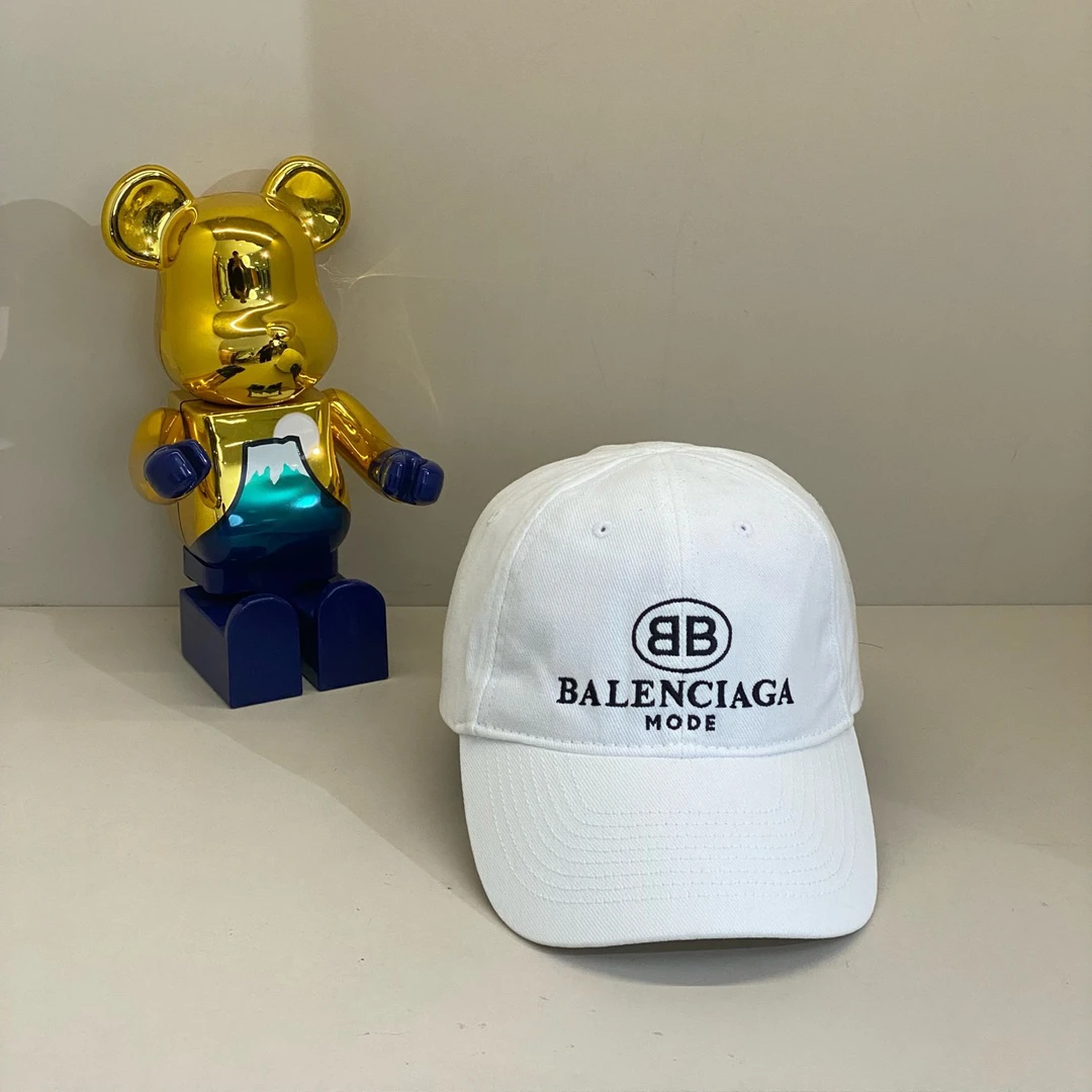 Balenciaga 白色刺绣双B标语logo棒球帽/59cm/99新/20207