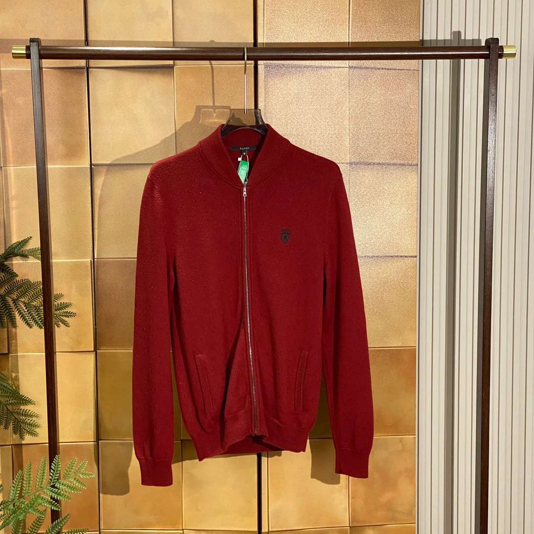 Gucci红色刺绣徽章字母logo羊毛外套/m码/99新/25153