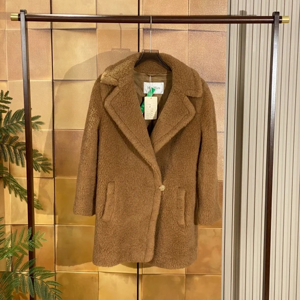MaxMara 驼色驼绒中长款泰迪大衣/38码/99新/25530