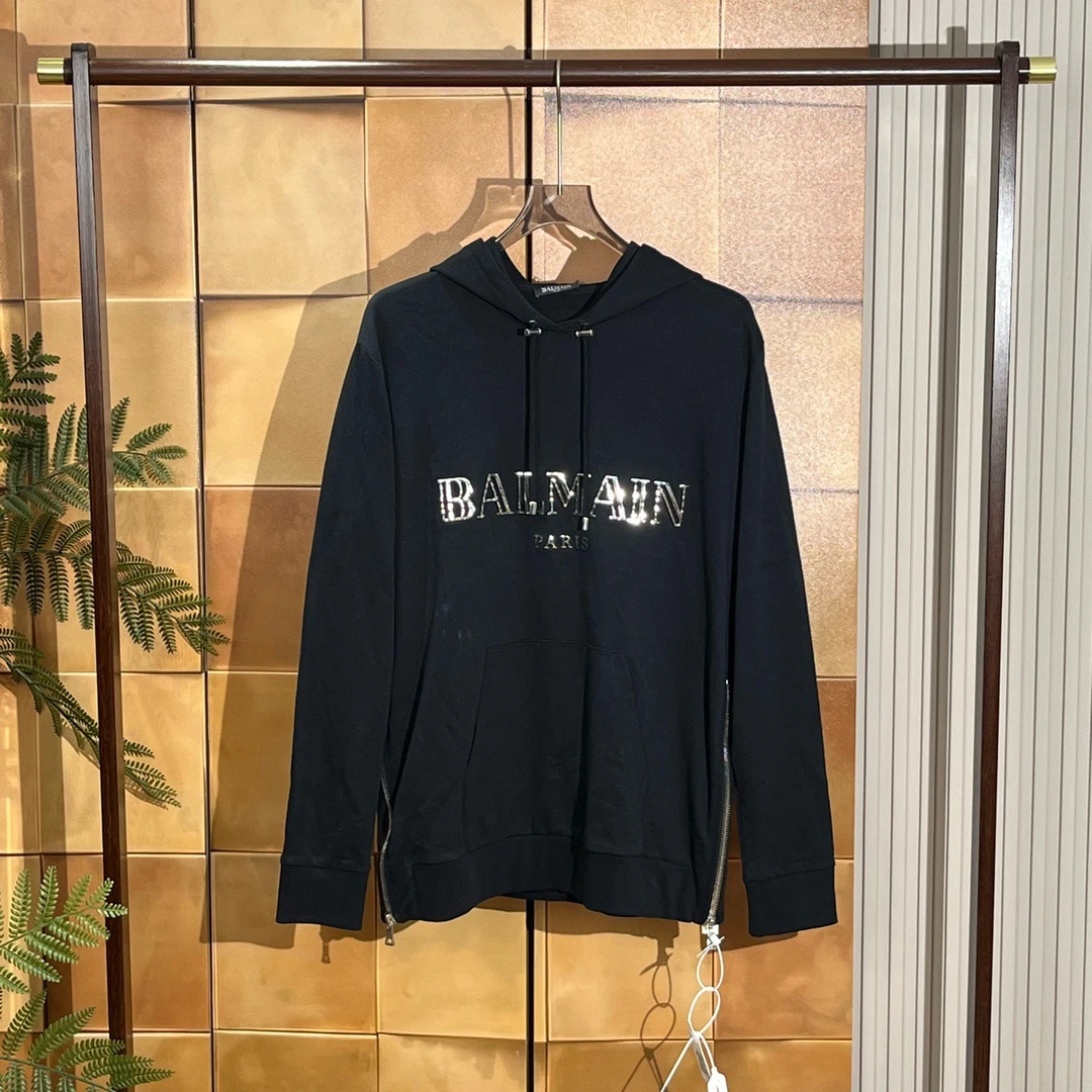 Balmain 黑色字母logo金属拉链帽衫/38码/99新/25764