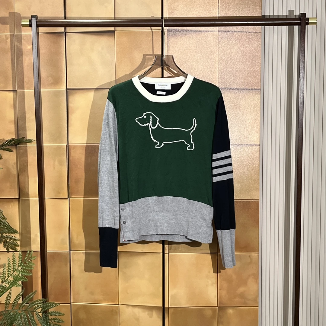 Thom Browne 23fw新款拼色四条纹小狗针织毛衣/2码/99新/25780